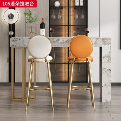 千匠一品 轻奢现代风格 多层实木板+岩板+不锈钢脚架 时尚简约吧台105-L