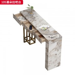 千匠一品 轻奢现代风格 多层实木板+岩板+不锈钢脚架 时尚简约吧台105-L