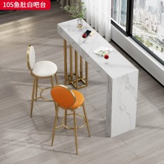 千匠一品 轻奢现代风格 多层实木板+岩板+不锈钢脚架 时尚简约吧台105-L