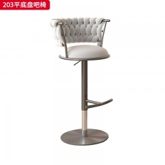 千匠一品 现代轻奢风格 绒布+高密度海绵+不锈钢拉丝 时尚简约平底盘吧椅203-L