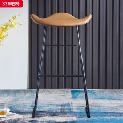 千匠一品 现代极简 西皮+高密度海绵+碳素钢黑砂脚架 时尚简约吧椅336-J