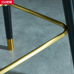 千匠一品 现代轻奢 绒布+高密度海绵+碳素钢亮光黑漆+不锈钢亮光钛金 时尚大气吧椅350-J