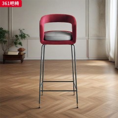 千匠一品 现代风格 绒布+高密度海绵+碳素钢黑砂脚架 时尚大气吧椅361-J