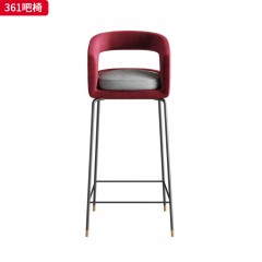 千匠一品 现代风格 绒布+高密度海绵+碳素钢黑砂脚架 时尚大气吧椅361-J