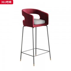 千匠一品 现代风格 绒布+高密度海绵+碳素钢黑砂脚架 时尚大气吧椅361-J