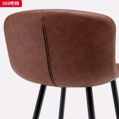 千匠一品 现代风格 西皮+高密度海绵+黑砂铁艺脚架 时尚大气吧椅369-J