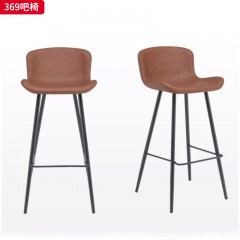 千匠一品 现代风格 西皮+高密度海绵+黑砂铁艺脚架 时尚大气吧椅369-J