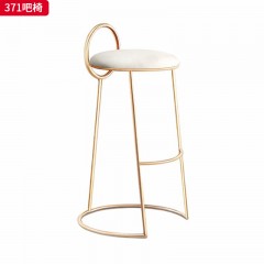 千匠一品 现代轻奢风格 绒布+高密度海绵+铁艺喷金漆脚架 时尚简约吧椅371-L