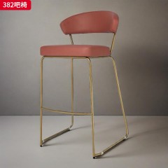 千匠一品 现代轻奢风格 西皮+高密度海绵+不锈钢拉丝银色（钛金）脚架 时尚简约吧椅382-L