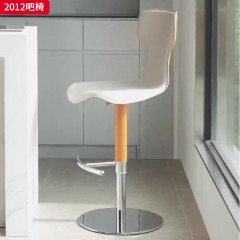 千匠一品 现代极简风格 西皮+高密度海绵+不锈钢拉丝脚架（银色 钛金 黑钛） 时尚简约吧椅2012-J
