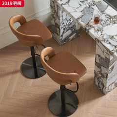 千匠一品 现代极简风格 西皮+高密度海绵+不锈钢脚架（银色 黑漆）不锈钢拉丝脚架（钛金 黑钛） 时尚简约吧椅2019-J