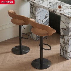 千匠一品 现代极简风格 西皮+高密度海绵+不锈钢脚架（银色 黑漆）不锈钢拉丝脚架（钛金 黑钛） 时尚简约吧椅2019-J
