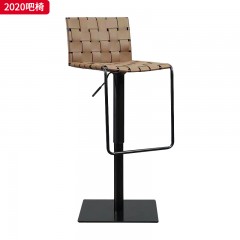 千匠一品 现代极简风格 马鞍皮+高密度海绵+铁艺脚架 时间约吧椅2020-J