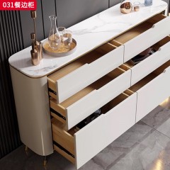 【精品】千匠一品 轻奢现代风格 岩板+环保中纤板+实木脚+五金件 时尚简约餐边柜031-L