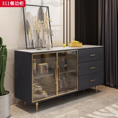 【精品】千匠一品 意式轻奢风格 岩板+环保中纤板+不锈钢 时尚优雅餐边柜311-L