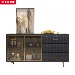 【精品】千匠一品 意式轻奢风格 岩板+环保中纤板+不锈钢 时尚优雅餐边柜311-L