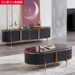 【精品】千匠一品 轻奢现代风格 岩板+环保中纤板+不锈钢 时尚简约电视柜  茶几511-L