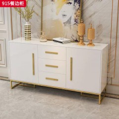 【精品】千匠一品 现代轻奢风格 钢化玻璃+环保中纤板+不锈钢 时尚简约餐边柜915-J