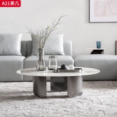 【精品】千匠一品 轻奢现代风格 岩板+不锈钢底座 时尚简约茶几A21-L