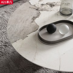 【精品】千匠一品 轻奢现代风格 岩板+不锈钢底座 时尚简约茶几A21-L
