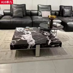 千匠一品 意式极简风格 大理石+钢化玻璃+不锈钢 时尚优雅茶几A10-L