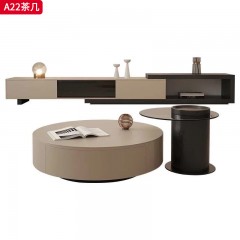 千匠一品 意式极简风格 （岩板可选）+环保中纤板+钢化玻璃 时尚优雅茶几A22-L