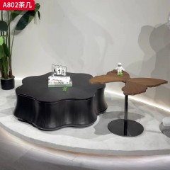 千匠一品 意式极简风格 环保中纤板贴拼花木皮 时尚优雅茶几A802-L
