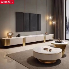 千匠一品 意式轻奢风格 岩板+环保中纤板+松木抽屉+不锈钢底座 时尚优雅茶几A904-L