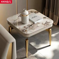 千匠一品 意式轻奢风格 岩板+环保中纤板+不锈钢脚架 时尚优雅边几A909-L