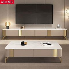 千匠一品 意式轻奢风格 岩板+环保中纤板+松木抽屉+不锈钢脚架 时尚优雅茶几A911-L
