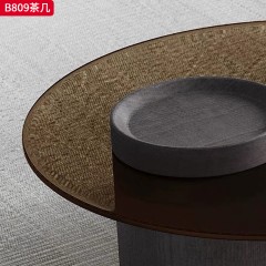 千匠一品 现代极简风格 岩板+环保中纤板贴木纹饰面+松木抽屉+钢化玻璃+碳素钢底座 时尚简约茶几B809-L