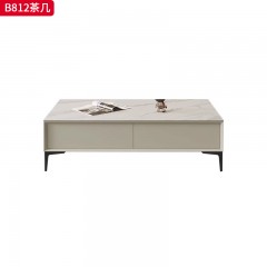 千匠一品 现代极简风格 岩板+环保中纤板+松木抽屉+碳素钢脚架 时尚简约茶几B812-L