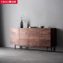 千匠一品 中古风格 多层实木板贴胡桃木皮 时尚简约1.2m 1.5m餐边柜CBG02-J