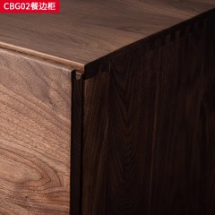 千匠一品 中古风格 多层实木板贴胡桃木皮 时尚简约1.2m 1.5m餐边柜CBG02-J