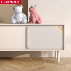 千匠一品 法式奶油风格 中纤板+烤漆+优质五金配件 时尚优雅茶几 电视柜CJ8842-J