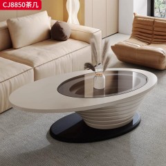 千匠一品 意式极简风格 中纤板烤漆+钢化玻璃 时尚极简茶几组合CJ8850-J