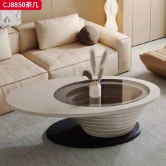 千匠一品 意式极简风格 中纤板烤漆+钢化玻璃 时尚极简茶几组合CJ8850-J