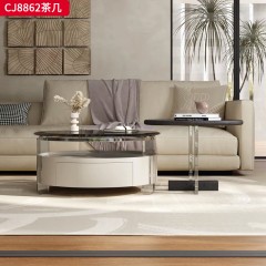 千匠一品 意式极简风格 钢化玻璃+环保中纤板+烤漆工艺+亚克力 时尚简约茶几组合CJ8862-J