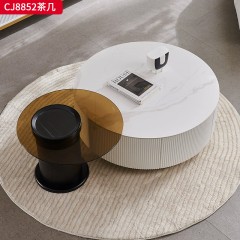 千匠一品 意式轻奢风格 岩板+环保中纤板+不锈钢底座 时尚优雅茶几  电视柜CJ8852-L