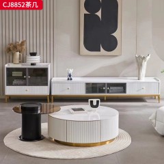 千匠一品 意式轻奢风格 岩板+环保中纤板+不锈钢底座 时尚优雅茶几  电视柜CJ8852-L
