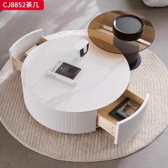 千匠一品 意式轻奢风格 岩板+环保中纤板+不锈钢底座 时尚优雅茶几  电视柜CJ8852-L