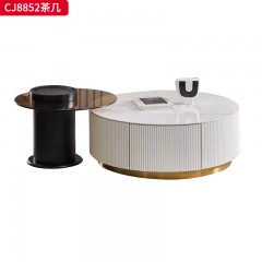 千匠一品 意式轻奢风格 岩板+环保中纤板+不锈钢底座 时尚优雅茶几  电视柜CJ8852-L