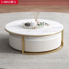 千匠一品 意式轻奢风格 岩板+环保中纤板+不锈钢底座 时尚优雅茶几CJ8853-L