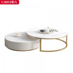 千匠一品 意式轻奢风格 岩板+环保中纤板+不锈钢底座 时尚优雅茶几CJ8853-L