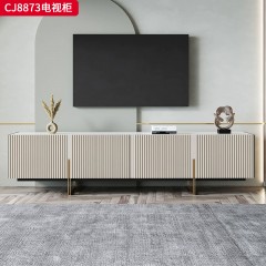 千匠一品 现代轻奢风格 岩板+环保中纤板+不锈钢脚架 时尚简约茶几 电视柜CJ8873-J