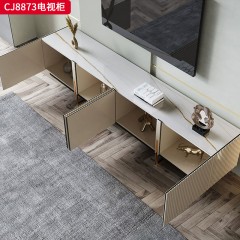 千匠一品 现代轻奢风格 岩板+环保中纤板+不锈钢脚架 时尚简约茶几 电视柜CJ8873-J