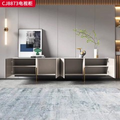 千匠一品 现代轻奢风格 岩板+环保中纤板+不锈钢脚架 时尚简约茶几 电视柜CJ8873-J
