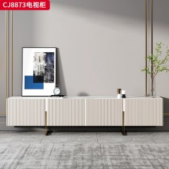千匠一品 现代轻奢风格 岩板+环保中纤板+不锈钢脚架 时尚简约茶几 电视柜CJ8873-J