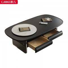 千匠一品 意式极简风格 岩板+环保中纤板+烤漆工艺+亚克力 时尚简约茶几CJ8863-J