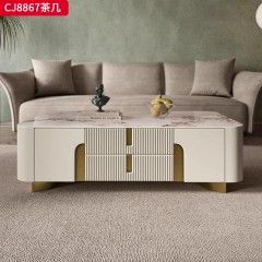 千匠一品 意式轻奢风格 岩板+环保中纤板+不锈钢脚架 时尚简约茶几 电视柜CJ8867-J